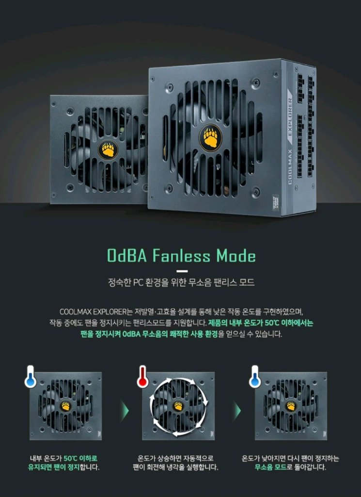 보증O) 마이크로닉스 쿨맥스 Explorer 850W Gold 풀모듈러 파워 이미지