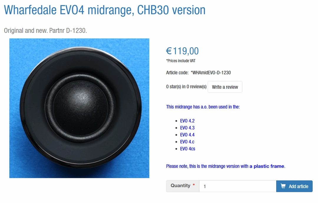 와피데일 EVO 4.2 미드레인지 유닛 이미지