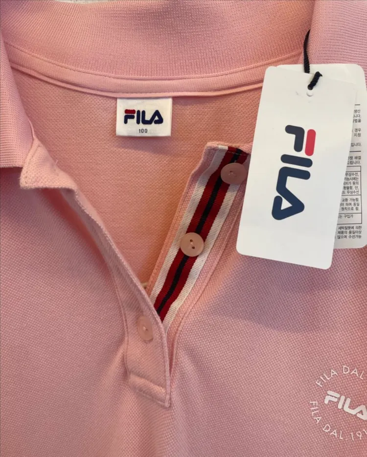 [새상품] FILA 휠라 핑크 반팔카라원피스 PK면원피스100 이미지
