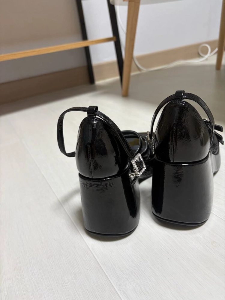 슈콤마보니 블랙 레더 웨지힐235 이미지