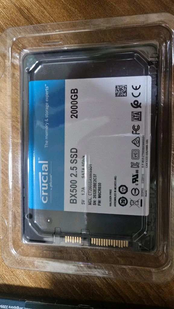 Crucial BX500 2TB SSD 미사용 판매합니다 이미지
