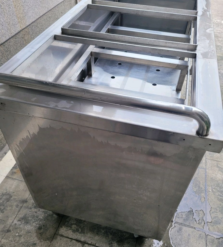 스텐 이동식 식당 뷔페 배식대 밧드 선반 다용도 작업대 카트 바트 자율배식대 구내식당 관공서 함바식당 이미지