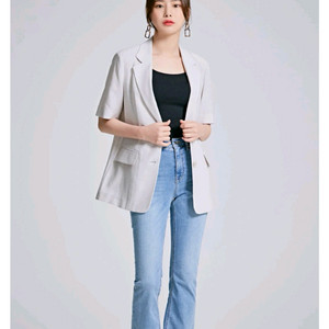 쿨원단)여성 세미오버핏 반팔자켓 66 이미지