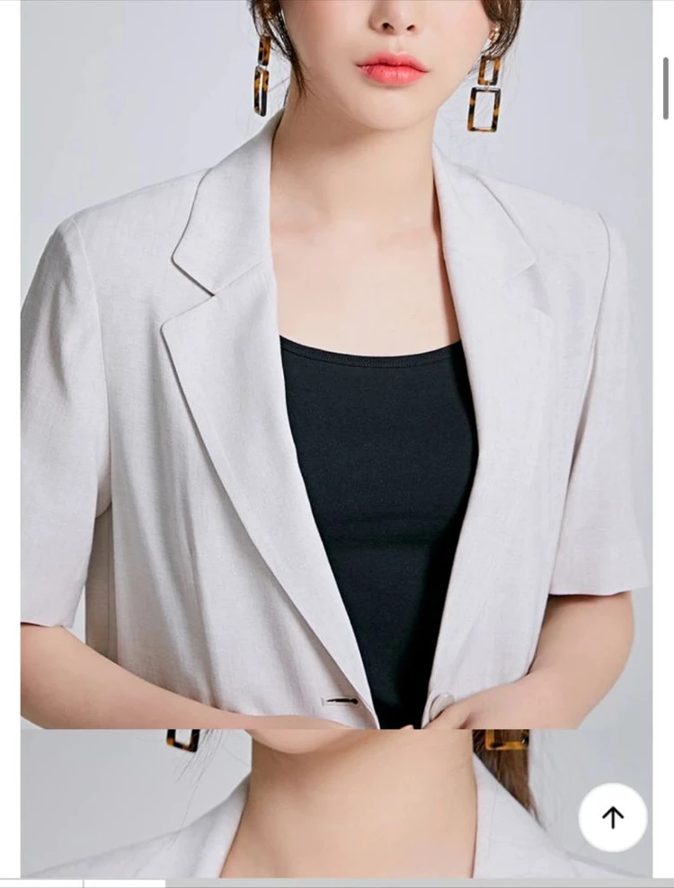 쿨원단)여성 세미오버핏 반팔자켓 66 이미지
