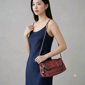 레드 포인트백 | 힐리앤서스 뱀피 소가죽 체인백 | 숄더 크로스 클러치 이미지