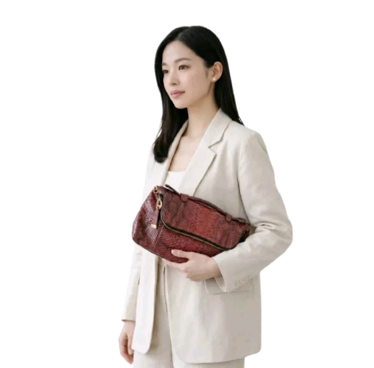 레드 포인트백 | 힐리앤서스 뱀피 소가죽 체인백 | 숄더 크로스 클러치 이미지