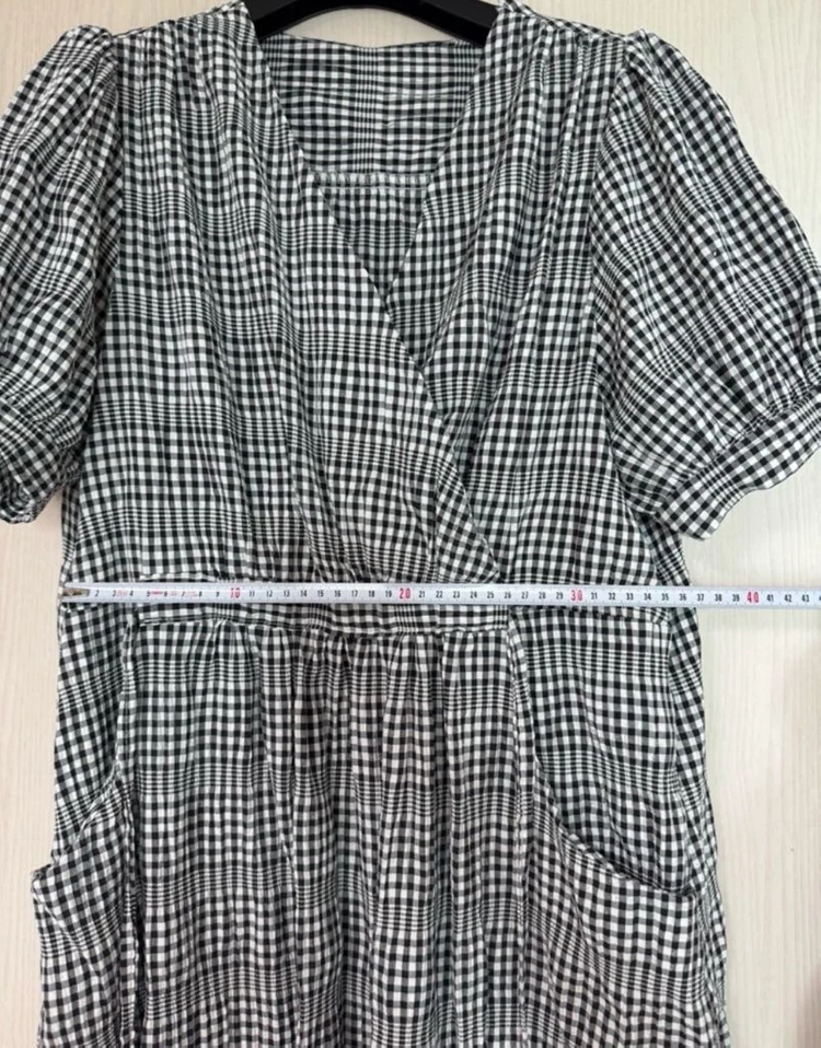 여름 체크무늬 시어서커 원피스 free size 이미지