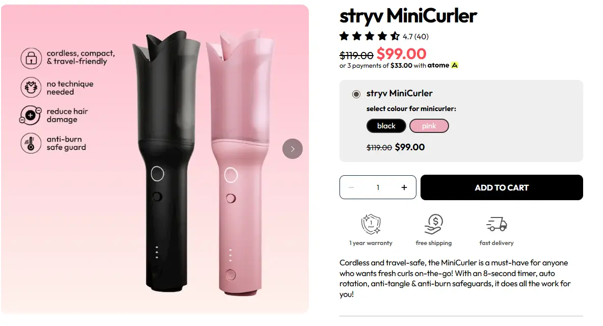 stryv 스트라이브 미니 오토 롤러 고데기 팝니다 . 이미지