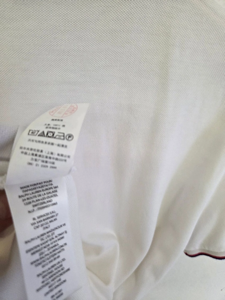 QR 폴로 랄프로렌 화이트 커스텀 슬림핏 폴로티 M 이미지