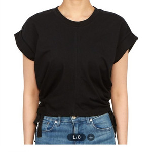 올세인츠(AllSaints) 셔링 크롭 반팔 티셔츠 블랙 M 정품 이미지