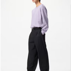 [2XL/33] 유니클로 슬랙스 와이드 정장바지 블랙 긴기장 이미지