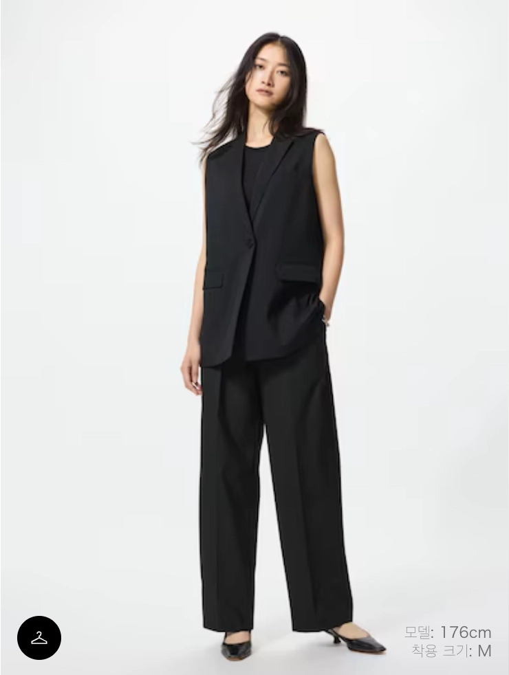 [2XL/33] 유니클로 슬랙스 와이드 정장바지 블랙 긴기장 이미지