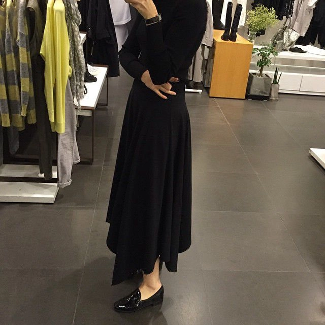 Dkny 블랙 언밸런스 롱스커트 (xp/p) 이미지