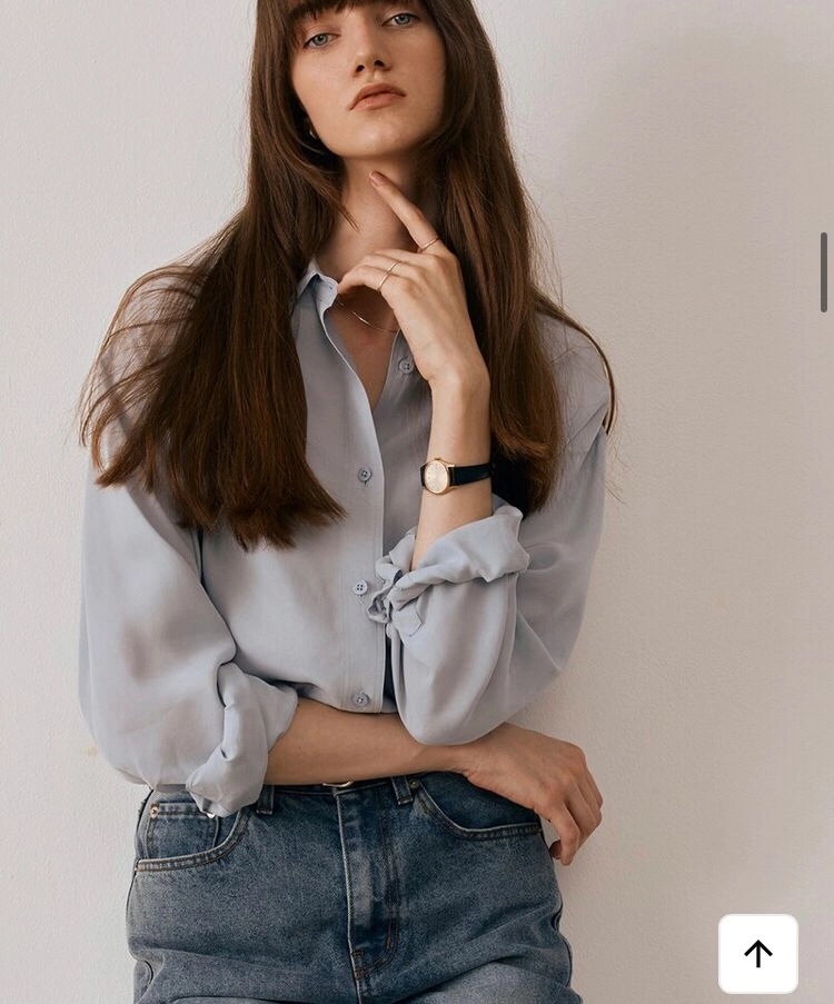 던스트 SILKY SHIRT GREYISH SOFT BLUE 레이온 셔츠 이미지