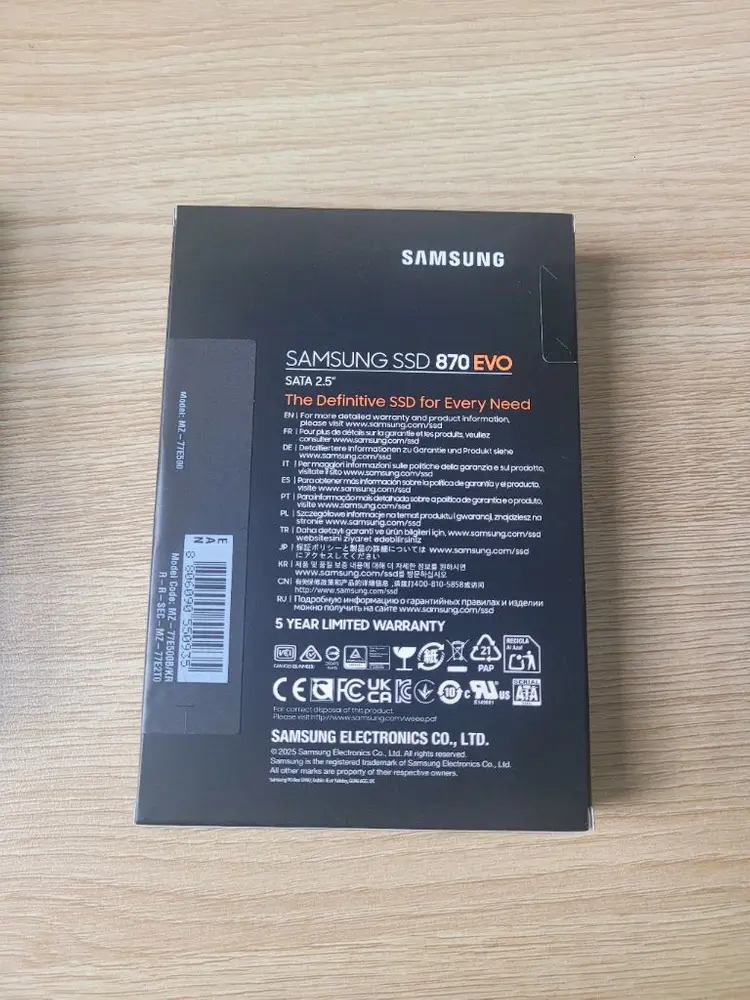 삼성정품 870EVO SSD 새상품!미개봉! ( 1TB/ 500GB/ 250GB )국내정품 입니다~!!! 이미지