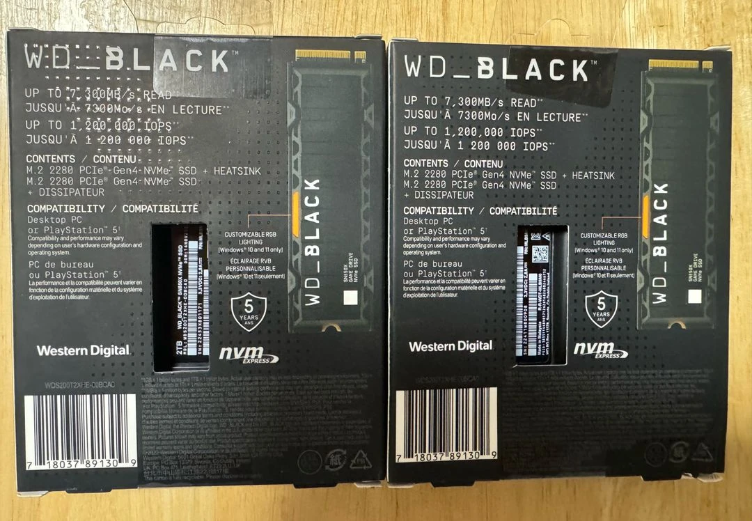 WD SN850X 2TB 히트싱크 모델 2개 미개봉 팔아요 이미지