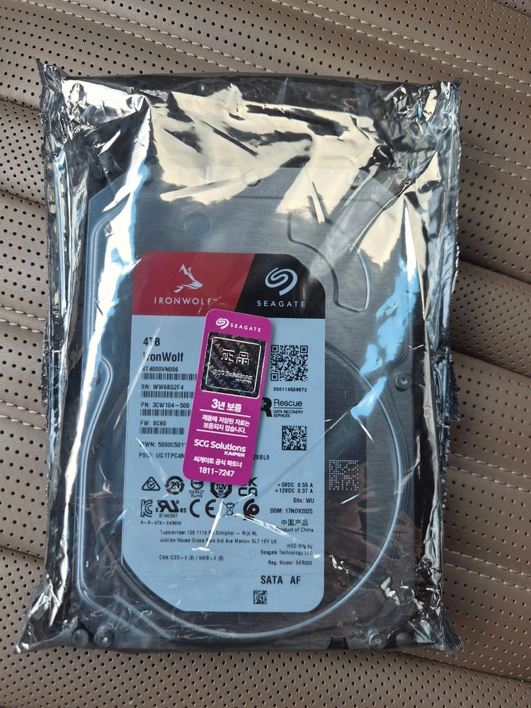 하드 디스크 Seagate IronWolf 4TB (ST4000VN006) NAS용 새상품(25년11월) - 안심되는 중고거래
