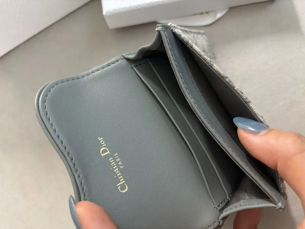 디올 오블리크 새들 카드 지갑 그레이 풀박 이미지