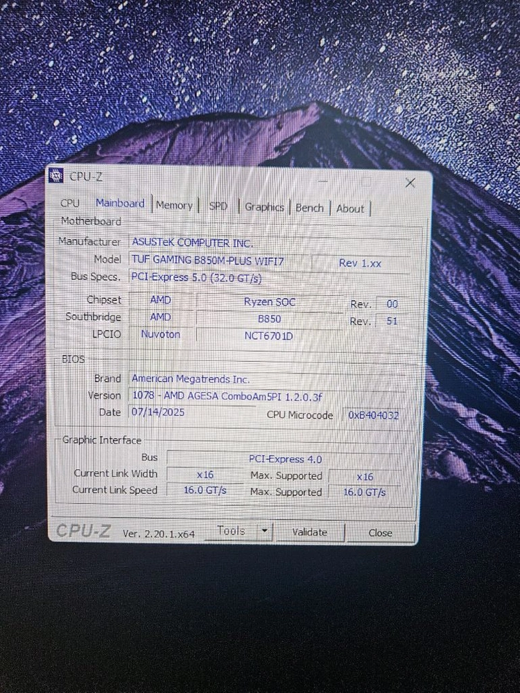급처)라이젠 9700x + asus tuf B850m-plus wifi7 이미지