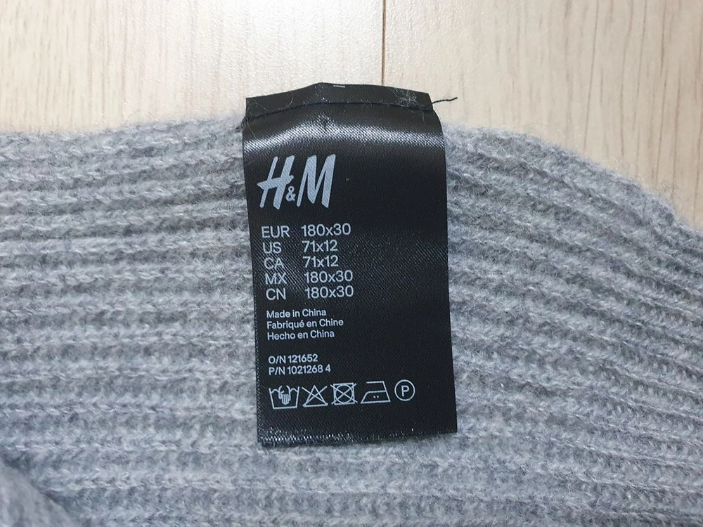 H&M 캐시미어 리브드 머플러 목도리 스카프 / 180x30 / 그레이 멜란지 이미지