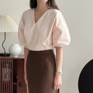 새상품] 볼륨 소매 블라우스 / 피치컬러 / 보웬 어라운드율 블룸 라밤바룸 이미지