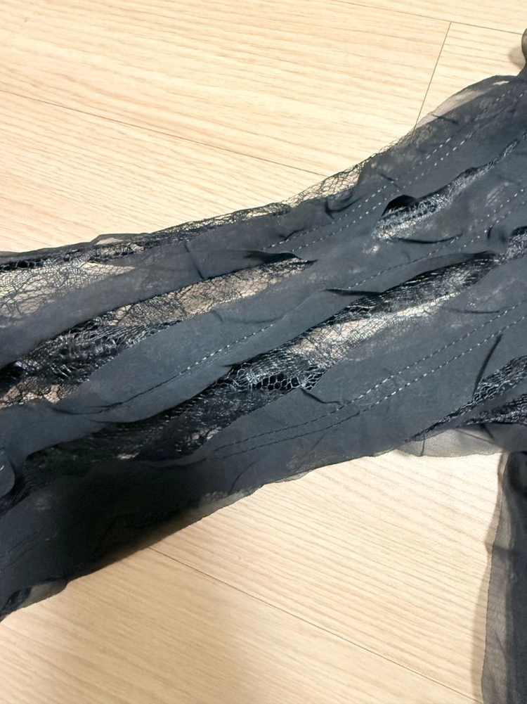 메종블랑쉬 디자인 레이스 디테일 쉬폰 블라우스 55 정도 사이즈 이미지