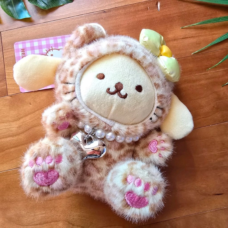 (새상품) 산리오 폼폼푸린 레오파드 인형 키링 이미지