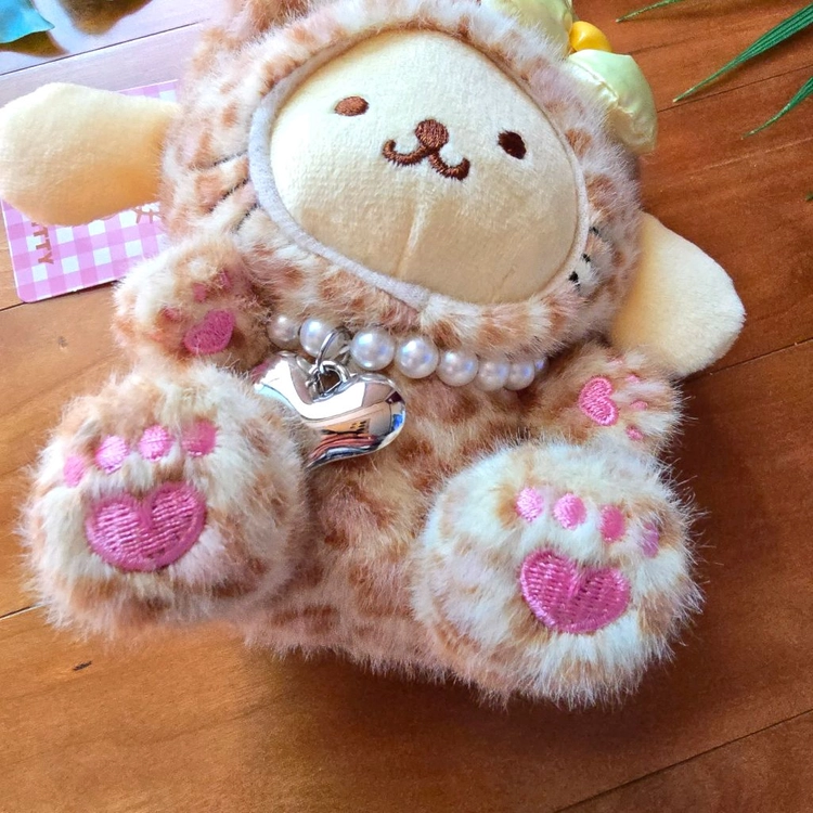 (새상품) 산리오 폼폼푸린 레오파드 인형 키링 이미지