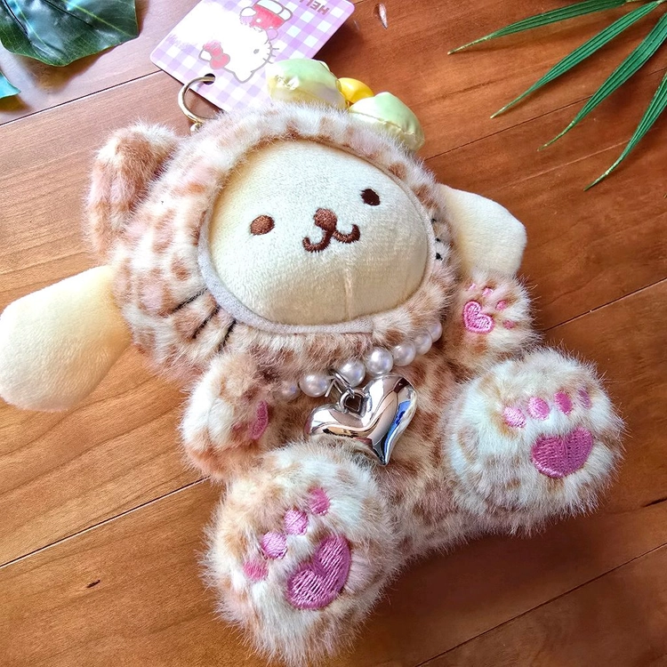 (새상품) 산리오 폼폼푸린 레오파드 인형 키링 이미지