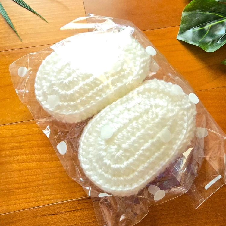 (새상픔) HandMade 뜨개 아기 신발 블랙리본 이미지