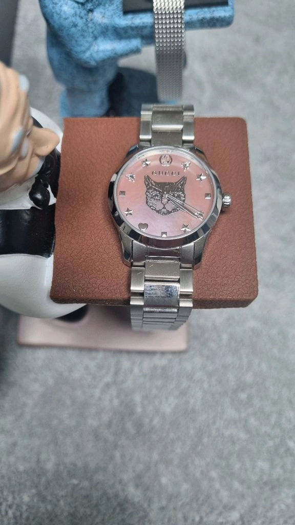 구찌 고양이 메탈 여성 시계(분홍 자개) 이미지