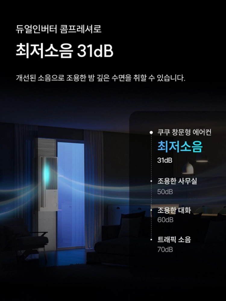 쿠쿠 인스퓨어 프리미엄 창문형 에어컨 슬림형 방문설치 포함 이미지