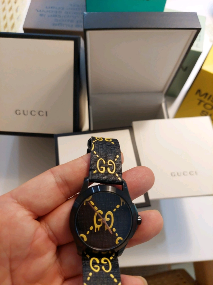 구찌 고스트 G타임리스 gg패턴 블랙 38mm 이미지