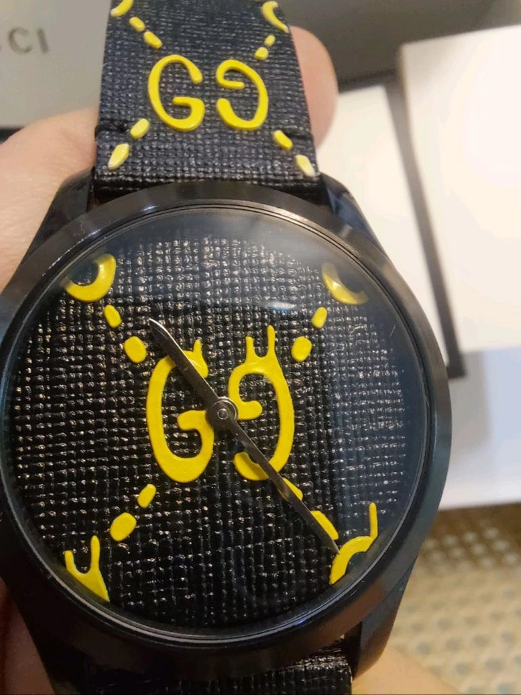 구찌 고스트 G타임리스 gg패턴 블랙 38mm 이미지