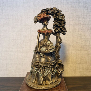 빈티지 주석 유럽 귀족 여인 조각상 - 높이 17cm 이미지