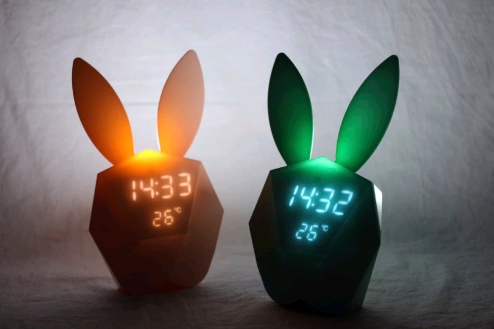 새상품) LED 알람시계 무드등 시계 인테리어 시계(핑크) 이미지
