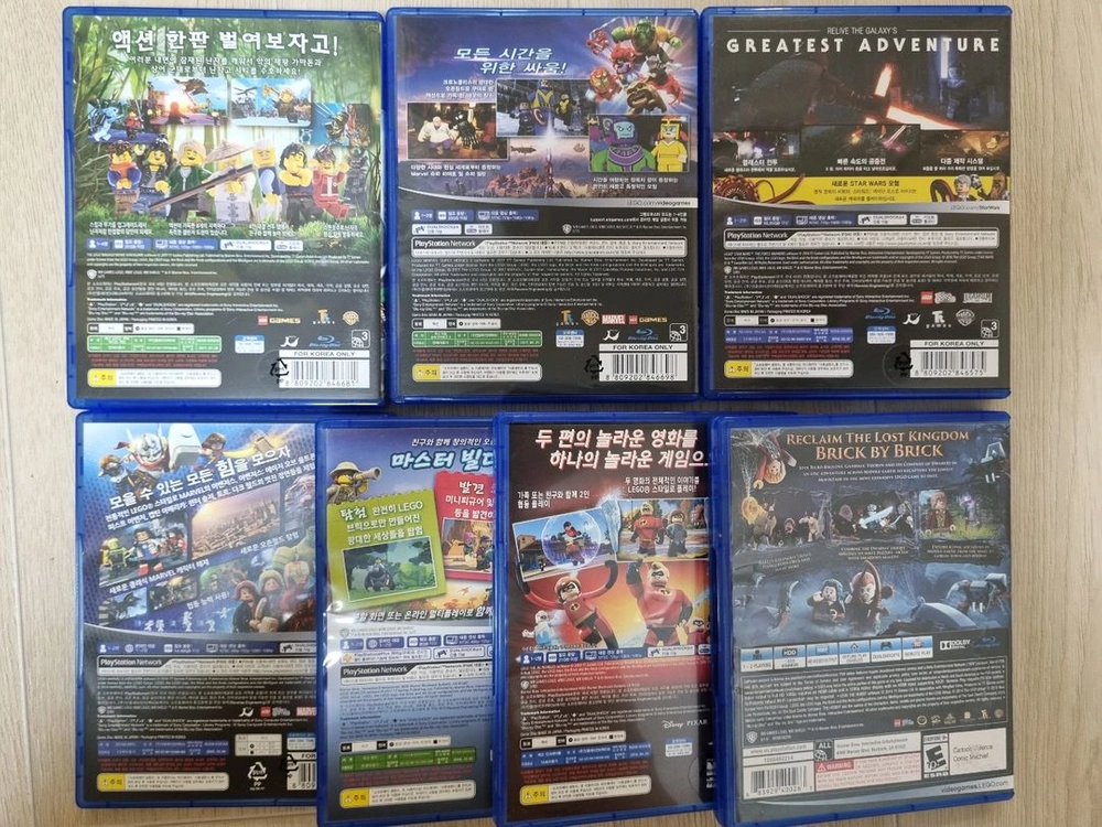 PS4 레고 게임 7장 일괄(닌자고,마블슈퍼히어로즈2,스타워즈,어벤저스,월드,인크레더블,호빗) 이미지