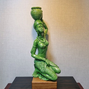 [희귀 레진 조각상] 물동이를 인 아프리카 여인 - 45cm 이미지