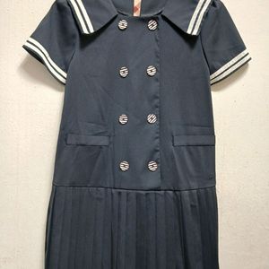 닥스 키즈 반팔 세일러 카라 여아 더블 버튼 아동 원피스 사이즈 140 이미지