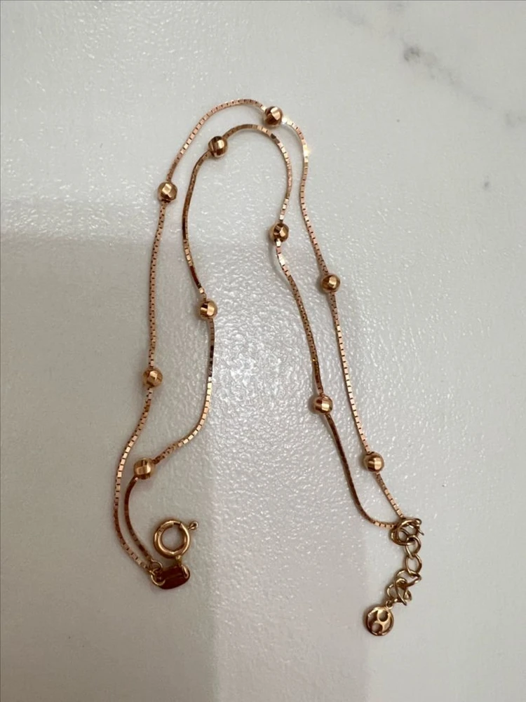 14k 두줄 컷팅볼팔찌 핑크골드 19cm 이미지