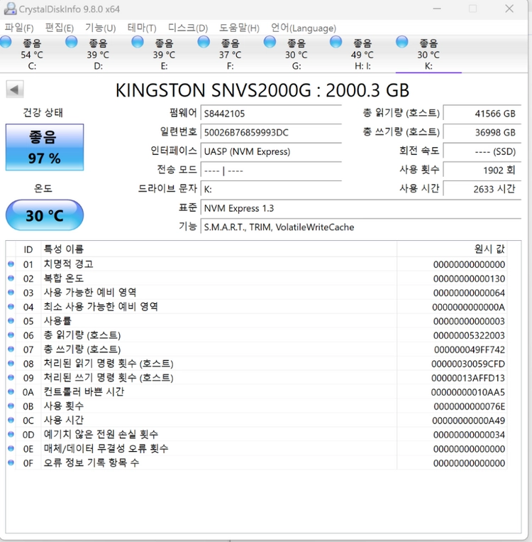 Kingston nv2 nvme ssd 2tb 이미지