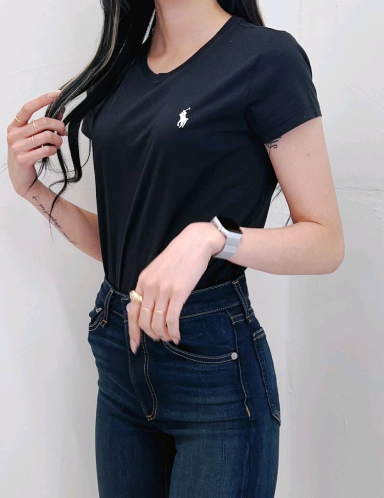 폴로 여성반팔티 블랙 색상 S 이미지