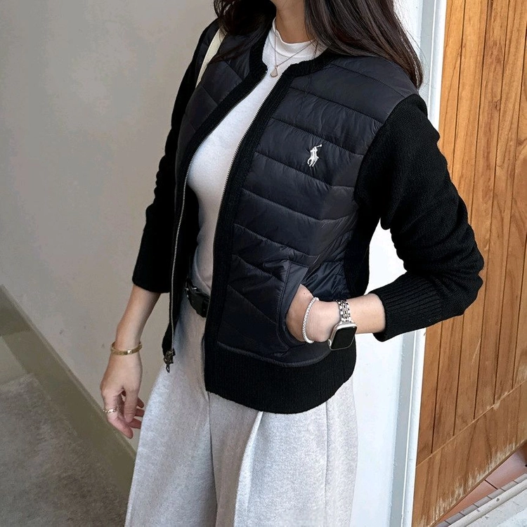 폴로 랄프로렌 경랑패딩 울캐시 니트집업 블랙 S 이미지