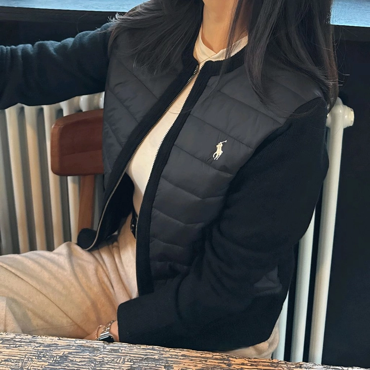 폴로 랄프로렌 경랑패딩 울캐시 니트집업 블랙 S 이미지