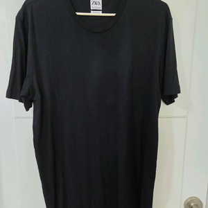 ZARA MAN 블랙 롱 기장 반팔 티셔츠 XL 남성셔츠 이미지