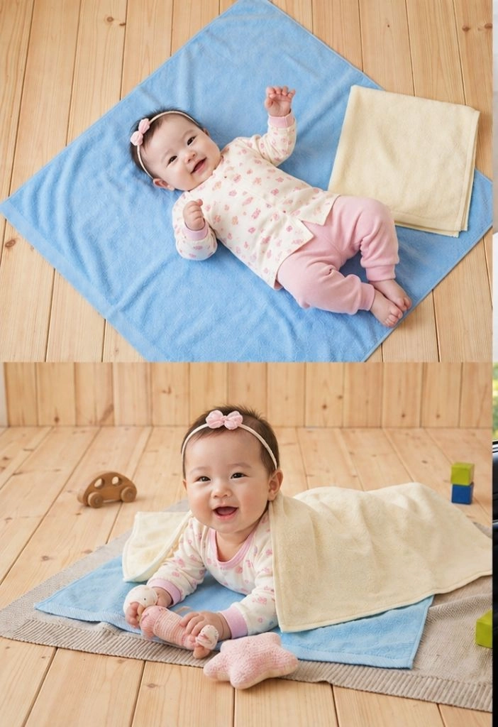 아기 사각타월2장 속싸개덮개작은이불 이미지