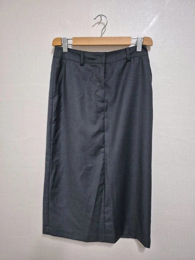 던스트 H-LINE LONG SKIRT DEEP GREY 스커트 이미지