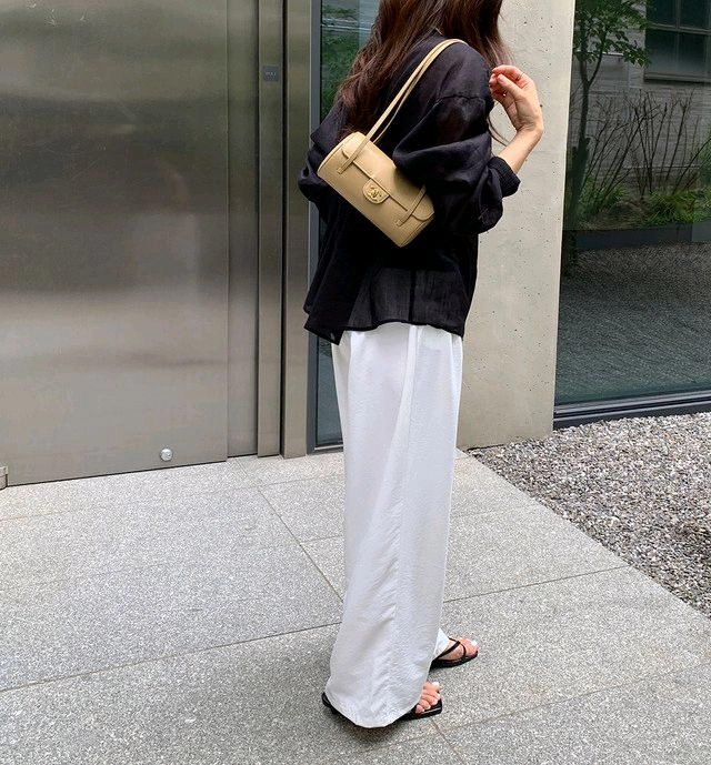 르꼬르망 텐셀 냉장고 팬츠 아이보리 새제품 이미지