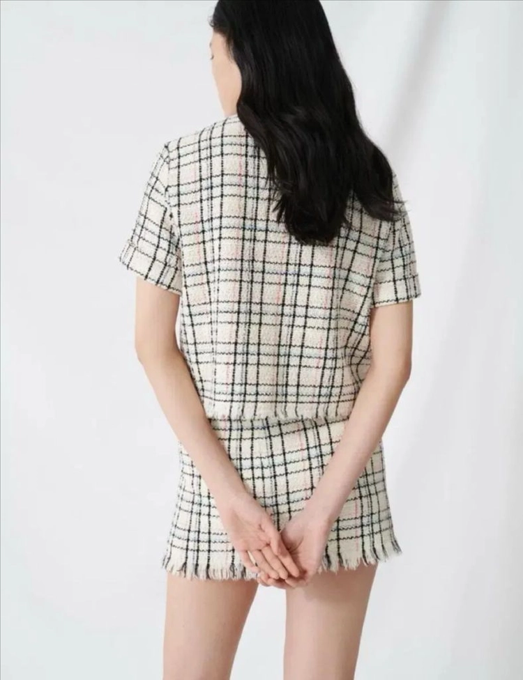 마쥬 MAJE 반팔 트위드 자켓 블라우스 탑 36 올드머니룩 하객룩 이미지