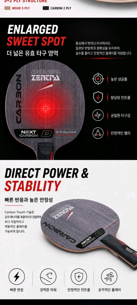 신상.베스트)도닉 젠트라 카본 FL (2카본+5겹우드) 공격.수비 완벽 발란스ㅡ무게 85~90g. 독일산ㅡ최저8만 이미지
